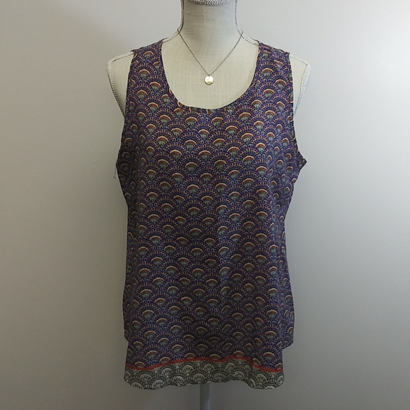Francesca's Sleeveless Purple Scalloped Blouse - Picture 2 of 10